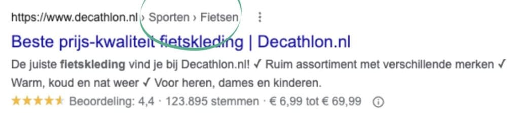 Structured Data: veel beter opvallen in zoekresultaten! 15 Breadcrumps - structured data